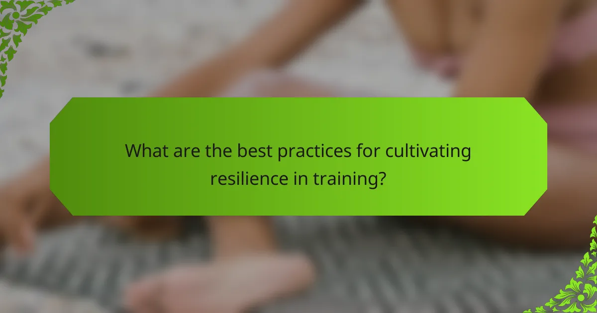 What are the best practices for cultivating resilience in training?