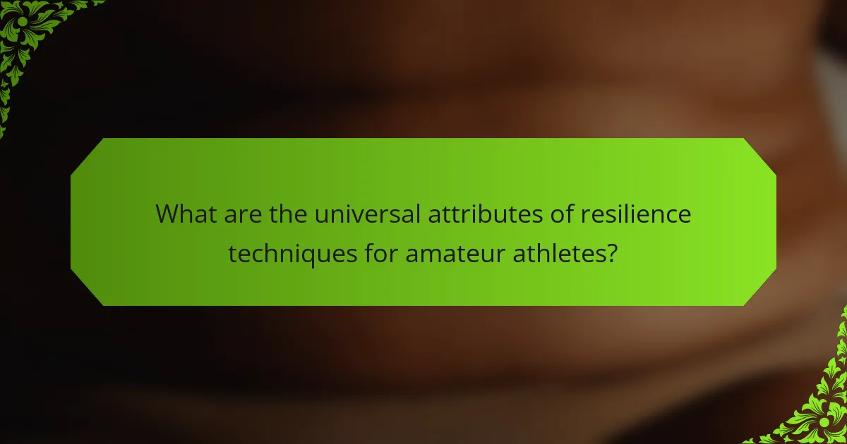 What are the universal attributes of resilience techniques for amateur athletes?