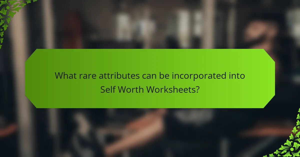 What rare attributes can be incorporated into Self Worth Worksheets?